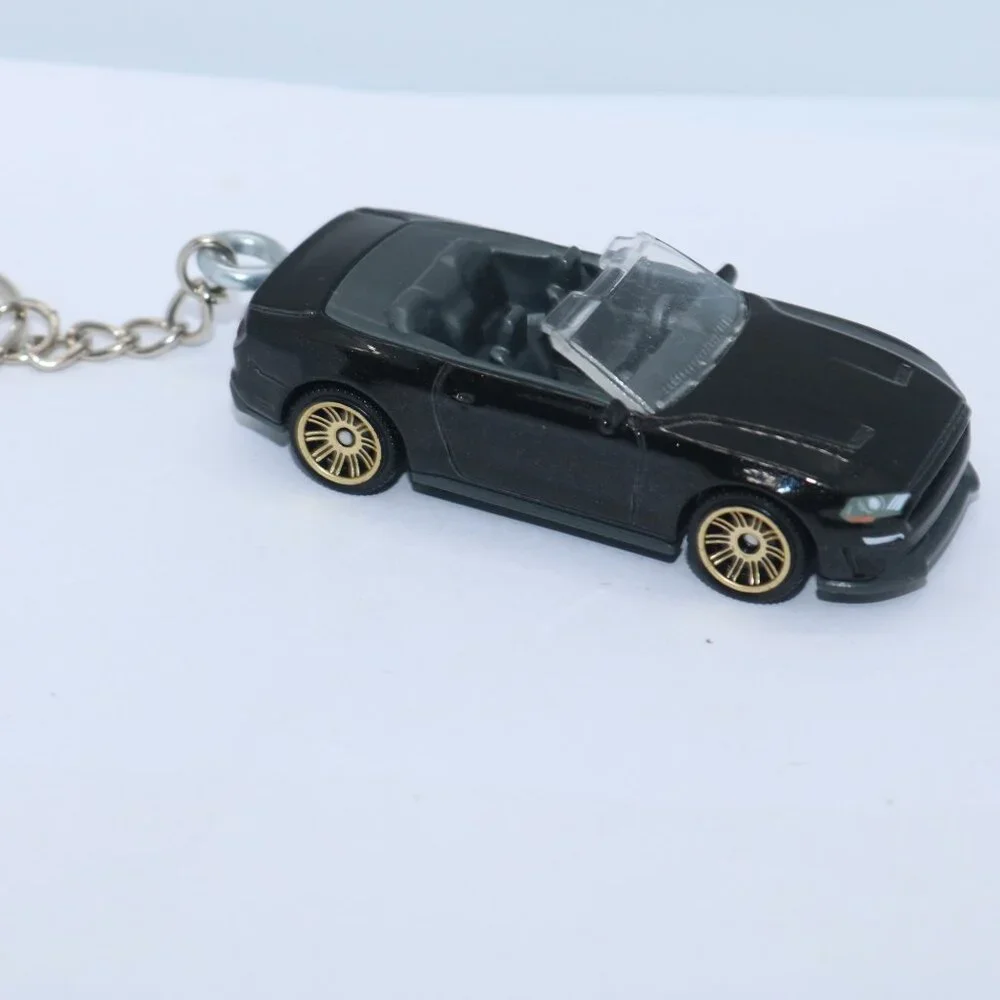 Matchbox black convertible Mustang 1:64 scale keychain